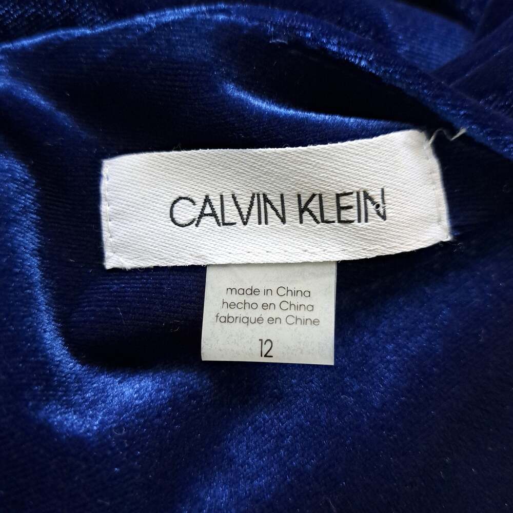 CALVIN KLEIN Blue Velvet Dress Size draft - Picture 7 of 11